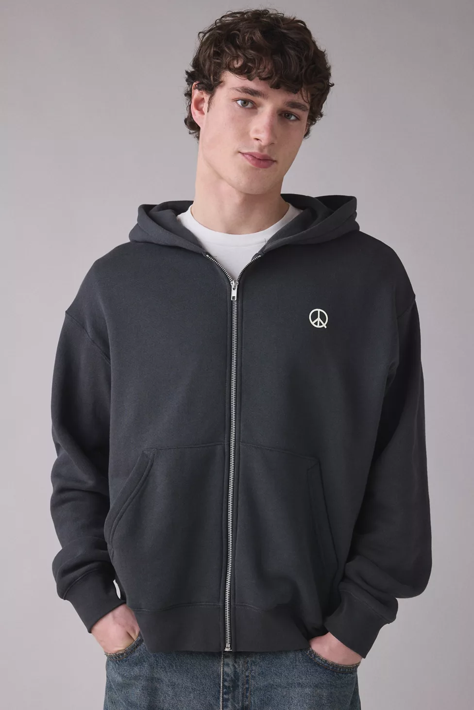 Museum Of Peace & Quiet Wordmark Zip-Up Hoodie Sweatshirt - Black