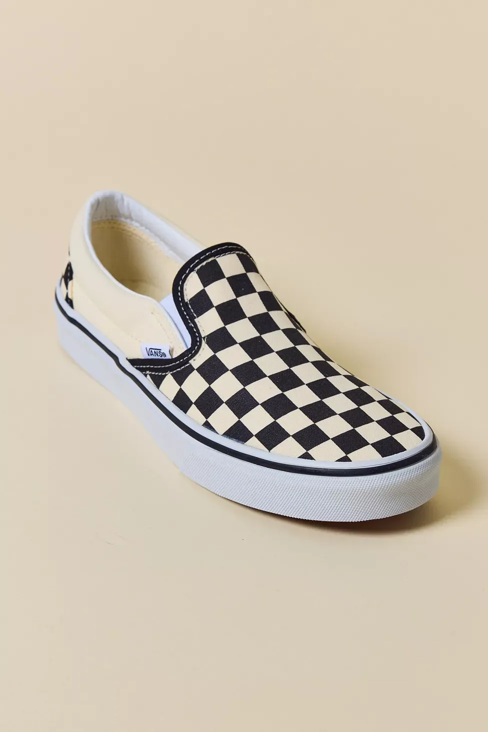 Vans Classic Checkerboard Slip-On Sneakers - Black / Off White Checkerboard