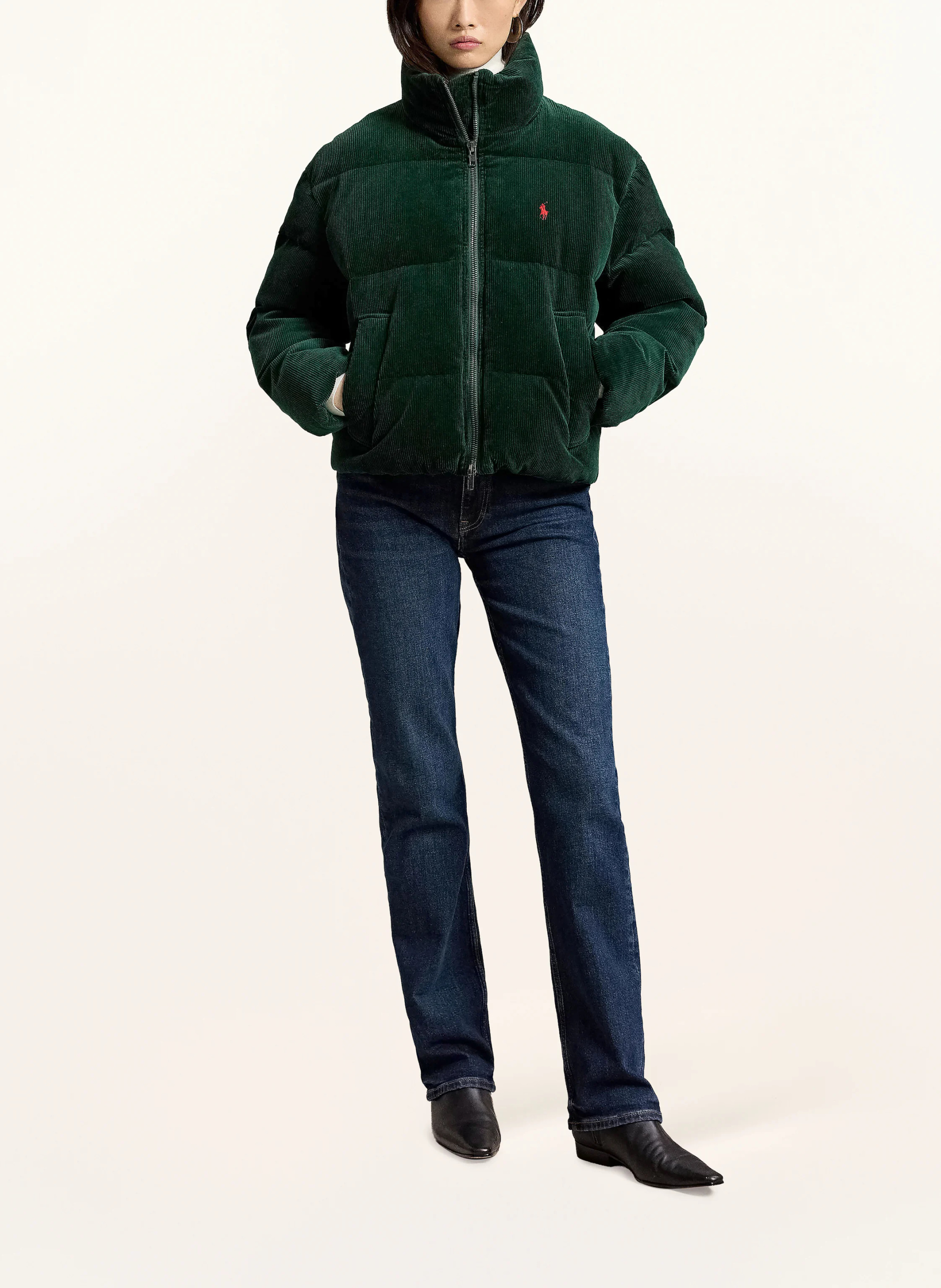 POLO RALPH LAUREN Daunenjacke aus Cord – DUNKELGRÜN
