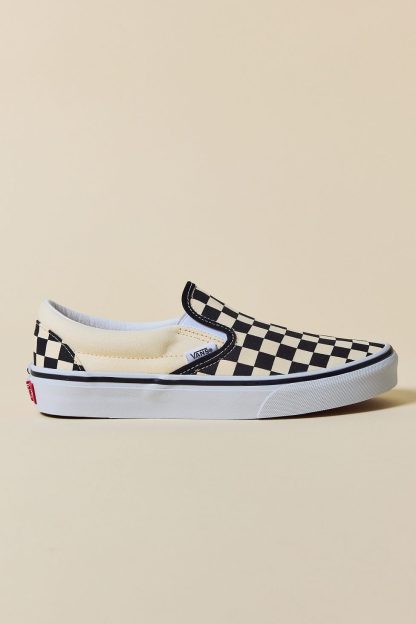 Vans Classic Checkerboard Slip-On Sneakers - Black / Off White Checkerboard