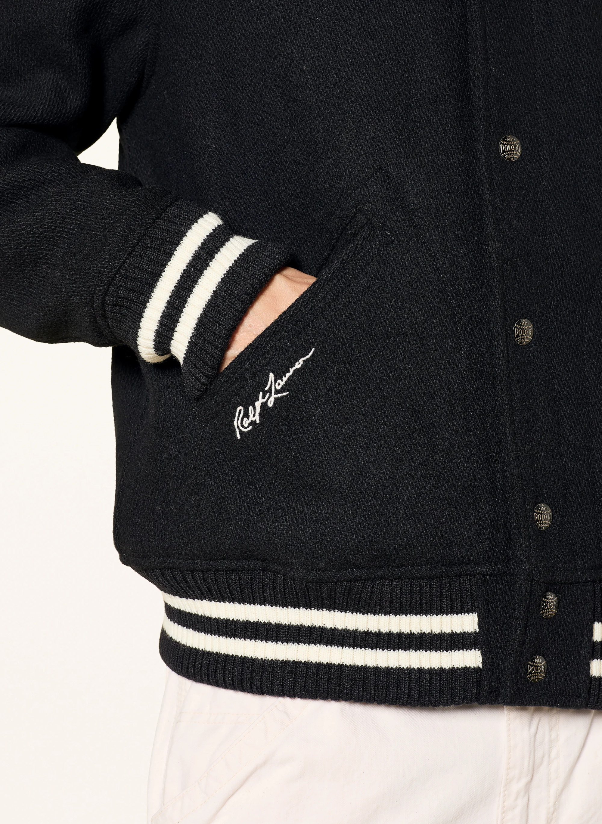 POLO RALPH LAUREN College-Jacke – SCHWARZ / WEISS