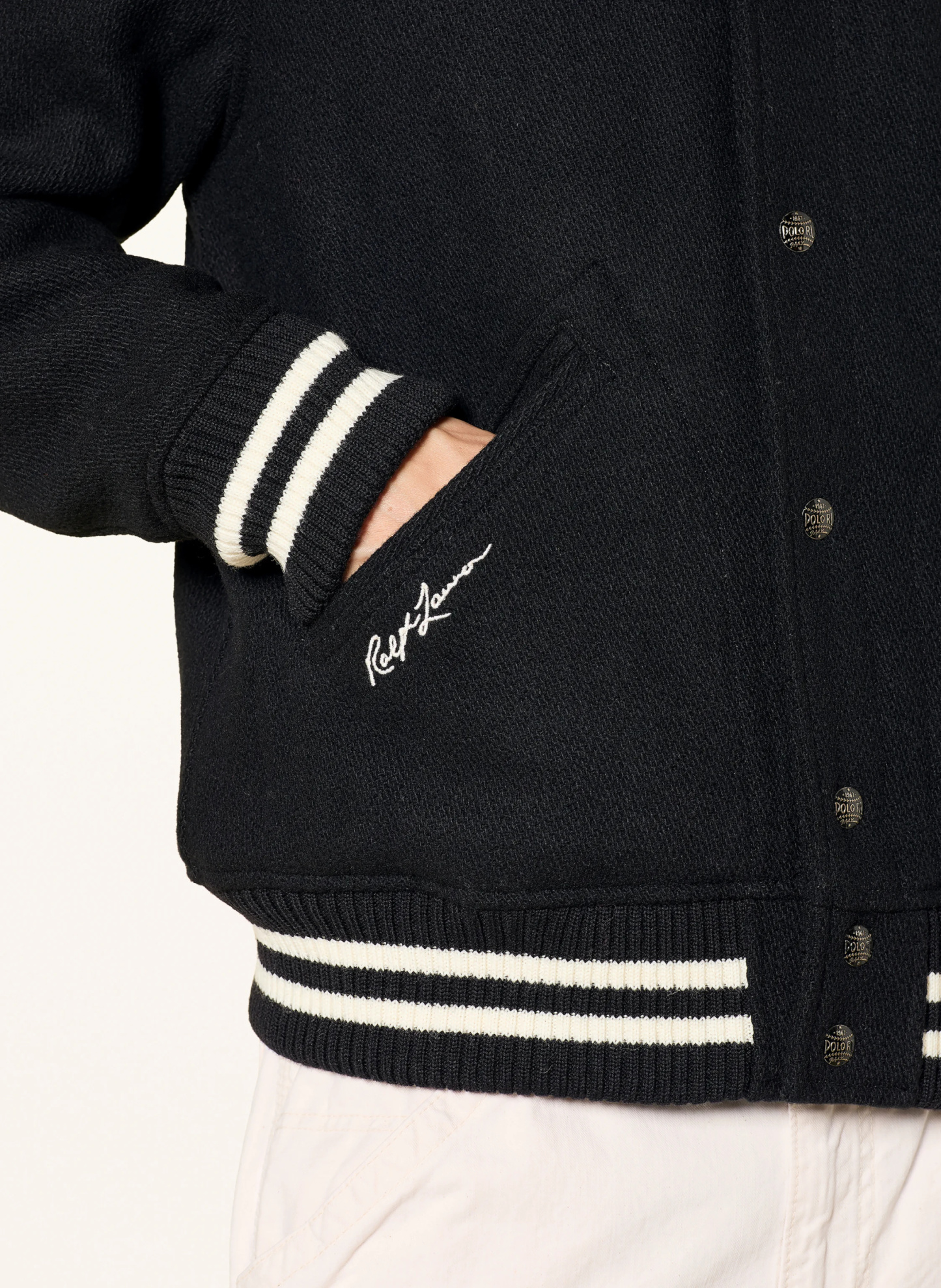 POLO RALPH LAUREN College-Jacke – SCHWARZ / WEISS