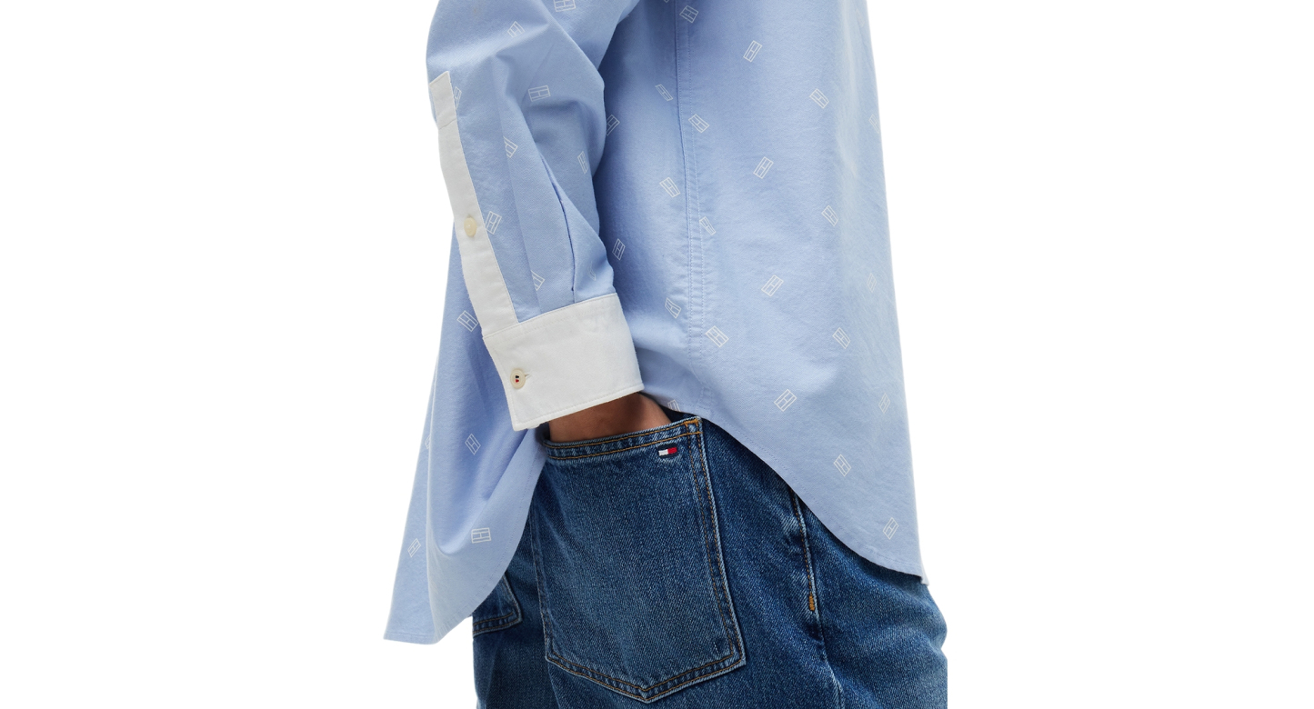 Tommy Hilfiger Women's American Icons Critter Long-Sleeve Oxford Shirt, Macy's Exclusive - Sky Blue Flag Critter