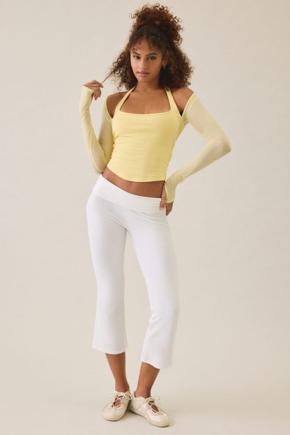 Out From Under Bec Mesh Long Sleeve Shrug Top - Light Yellow
