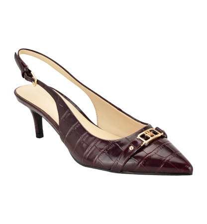 Tommy Hilfiger Women's Totale Kitten Heel Slingback Dress Pumps - Dark Red Croco