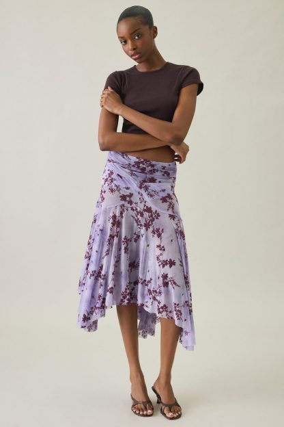 Kimchi Blue Jessica Asymmetric Low-Rise Midi Skirt - Purple