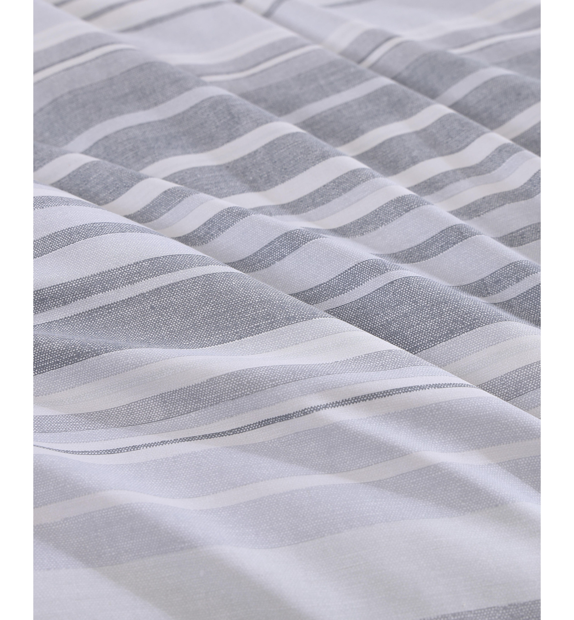 Tommy Hilfiger Bold Stripe Textured Cotton Duvet Cover Set - White, Soft Gray