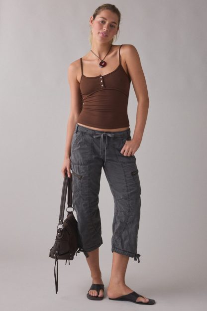 BDG Sidekick Crop Cotton Utility Pants - Black