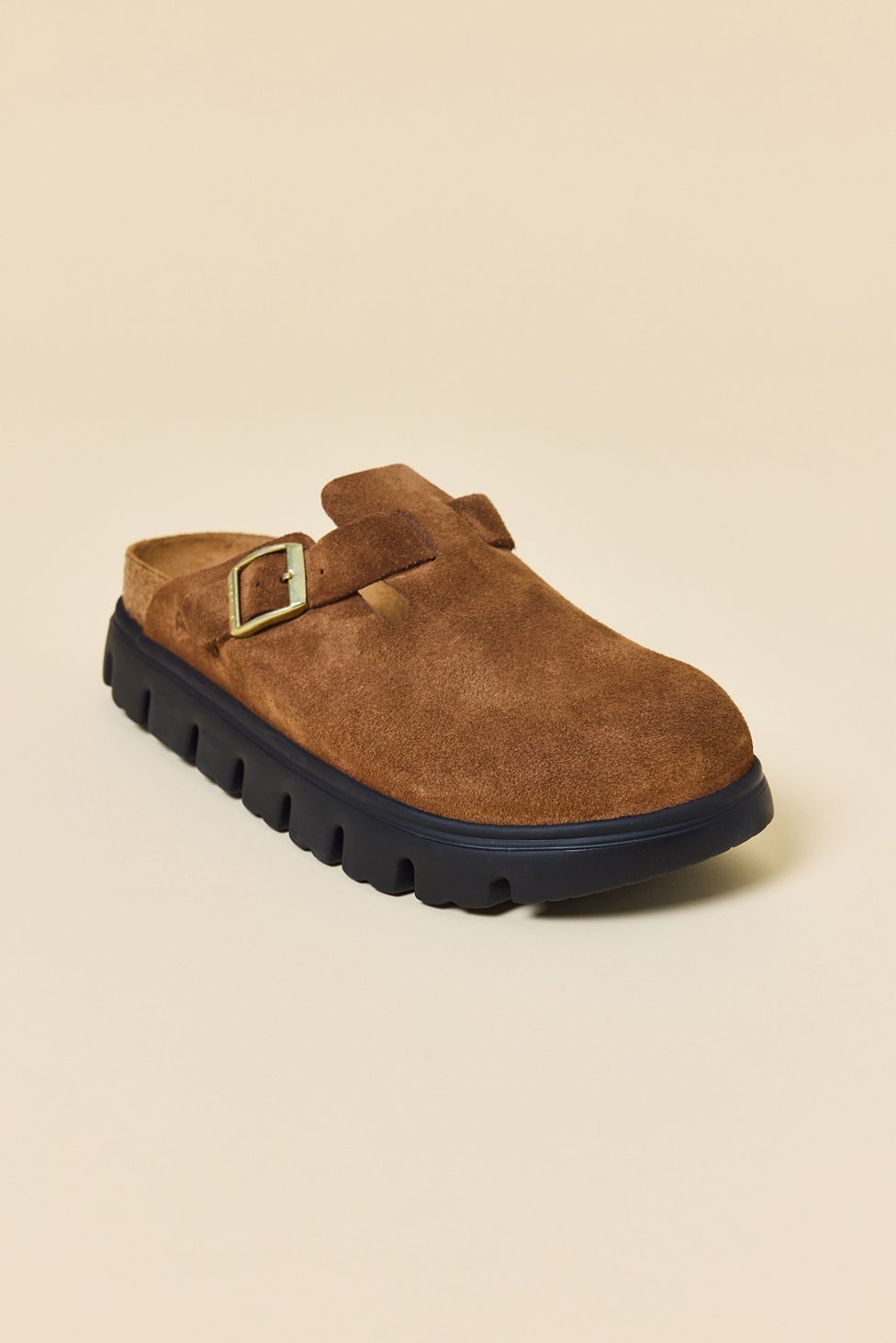 Birkenstock Women's Boston Chunky Suede Clogs - Dark Tea/ Black