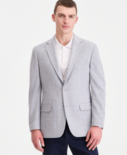 Tommy Hilfiger Men's Modern-Fit Patterned Blazer - Blue Grey