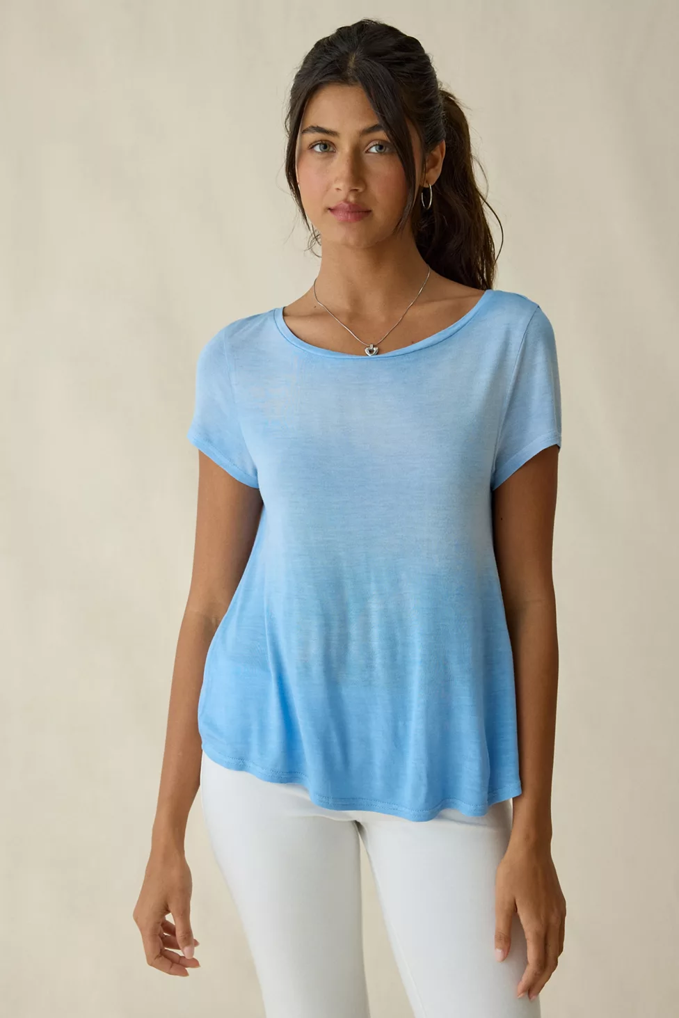 BDG Bowery Marlow Jersey Knit Short Sleeve Baby Tee - Blue stone