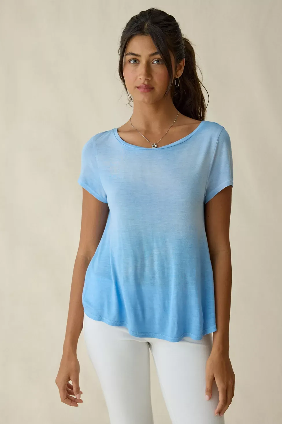 BDG Bowery Marlow Jersey Knit Short Sleeve Baby Tee - Blue stone