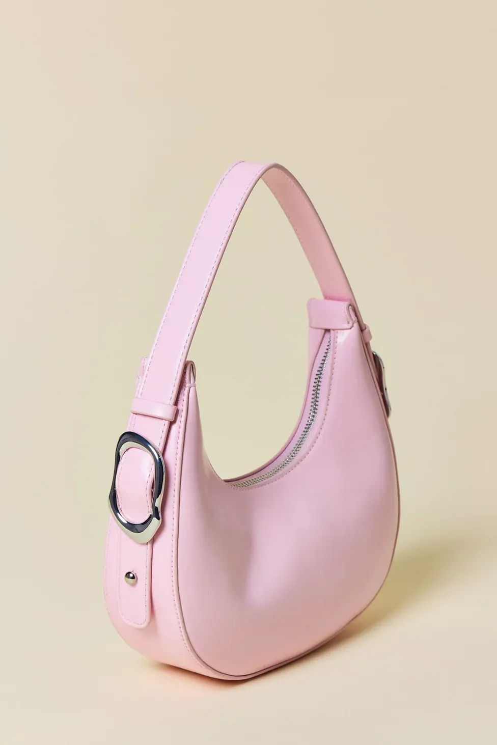UO Ella Buckled Crescent Shoulder Bag - Pink