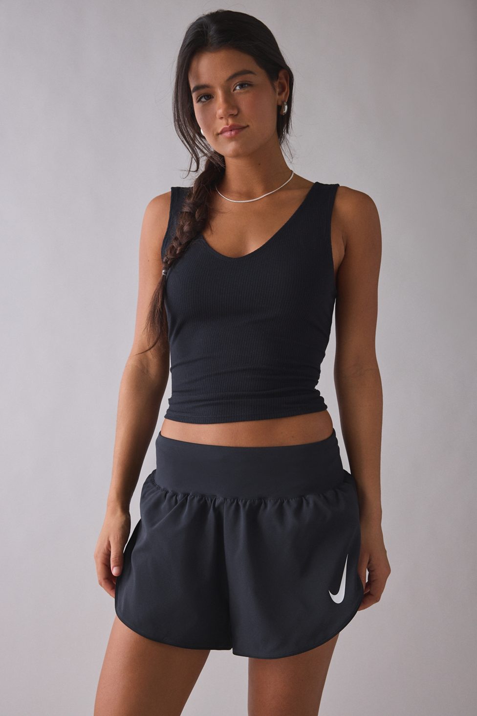 Nike Dri-FIT Tempo Flow Swoosh Mid-Rise Shorts - Black