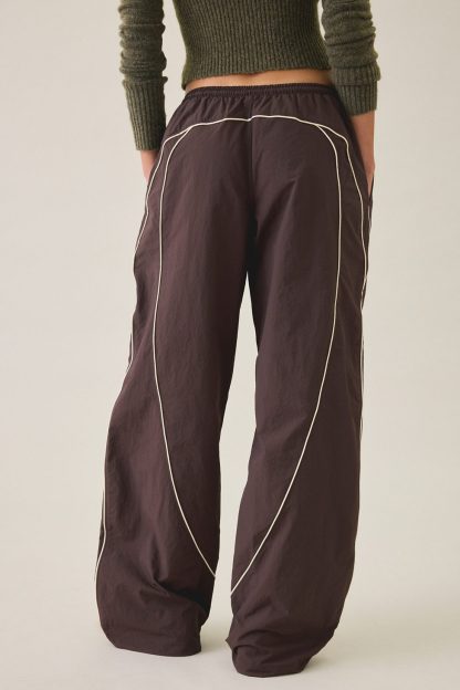 BDG Finish Line Low-Rise Baggy Track Pants - Dark Brown