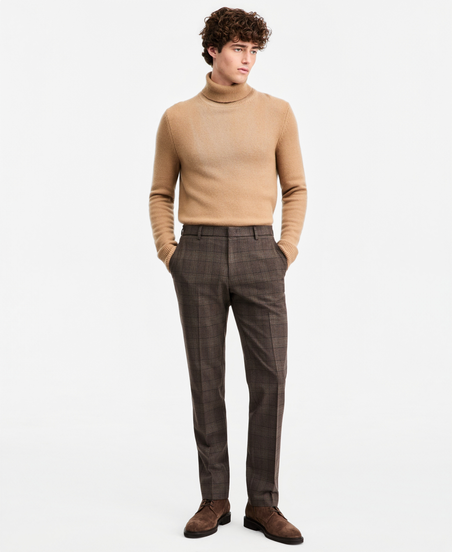 Tommy Hilfiger Men's Modern-Fit Stretch Dress Fall Pants - Brown Plaid
