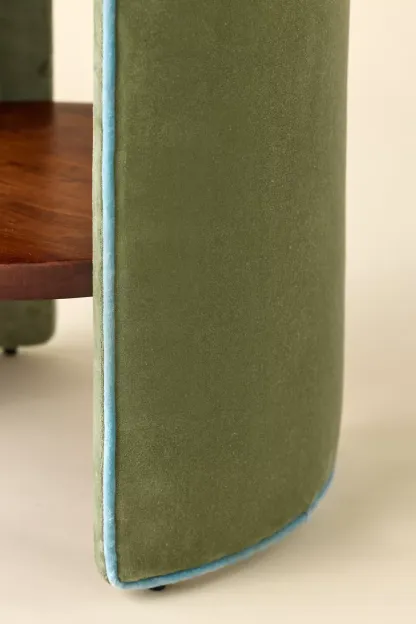 Jane Round Upholstered Storage Nightstand - Green Velvet