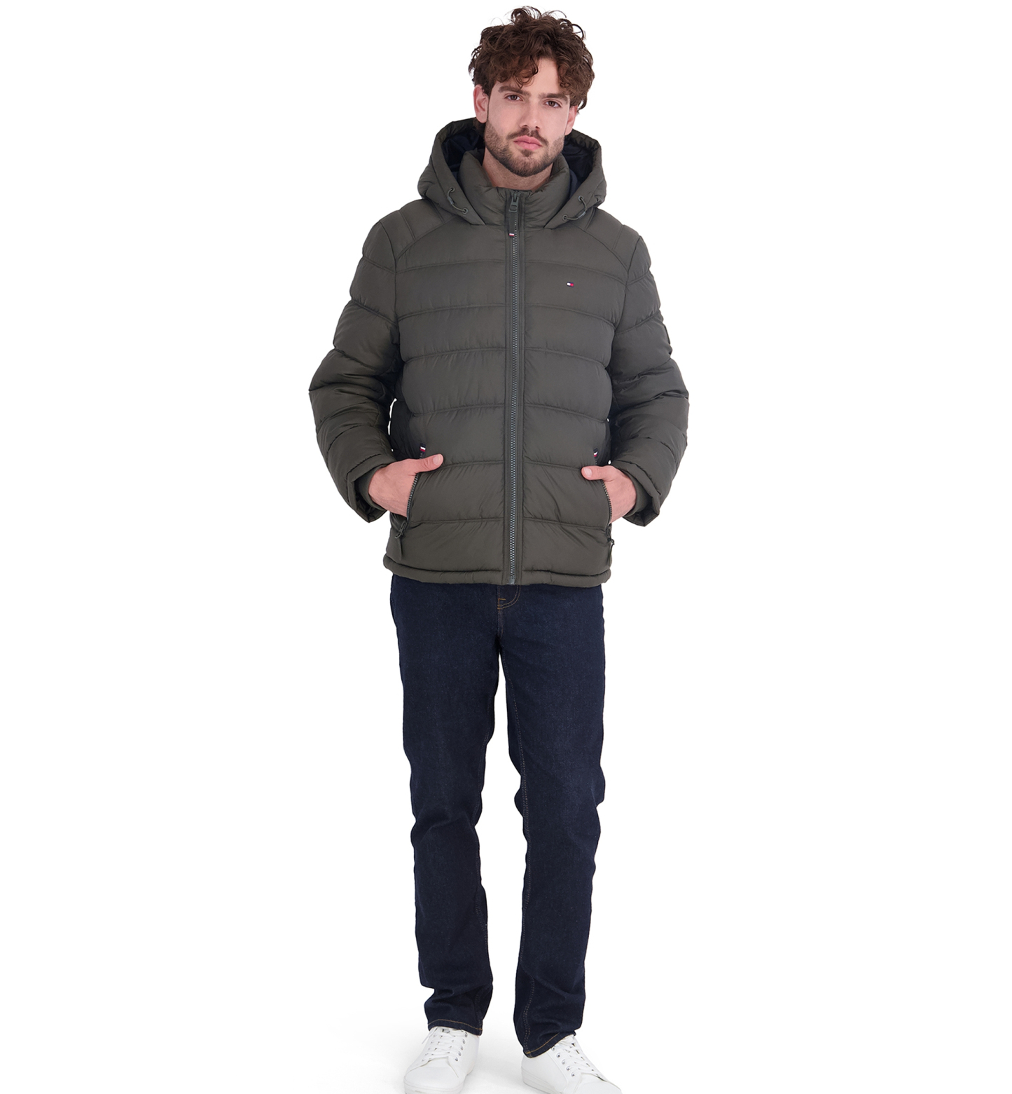 Tommy Hilfiger Men's Hooded Puffer Jacket - Olive