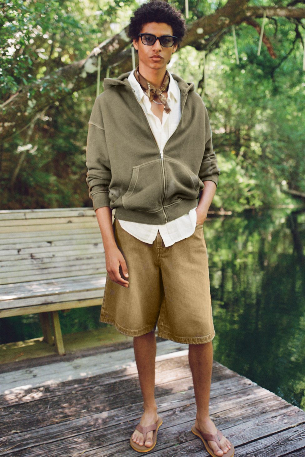 BDG Astro Baggy Washed Denim Jorts - Caramel