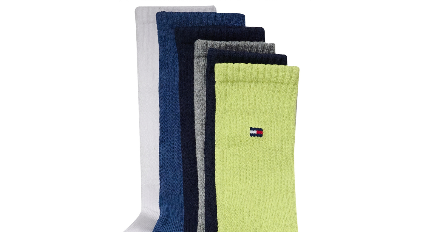 Tommy Hilfiger Men's Cushion Sole Sports Crew Socks, 6-Pack - Navy/Green/Black/Gray
