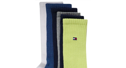 Tommy Hilfiger Men's Cushion Sole Sports Crew Socks, 6-Pack - Navy/Green/Black/Gray