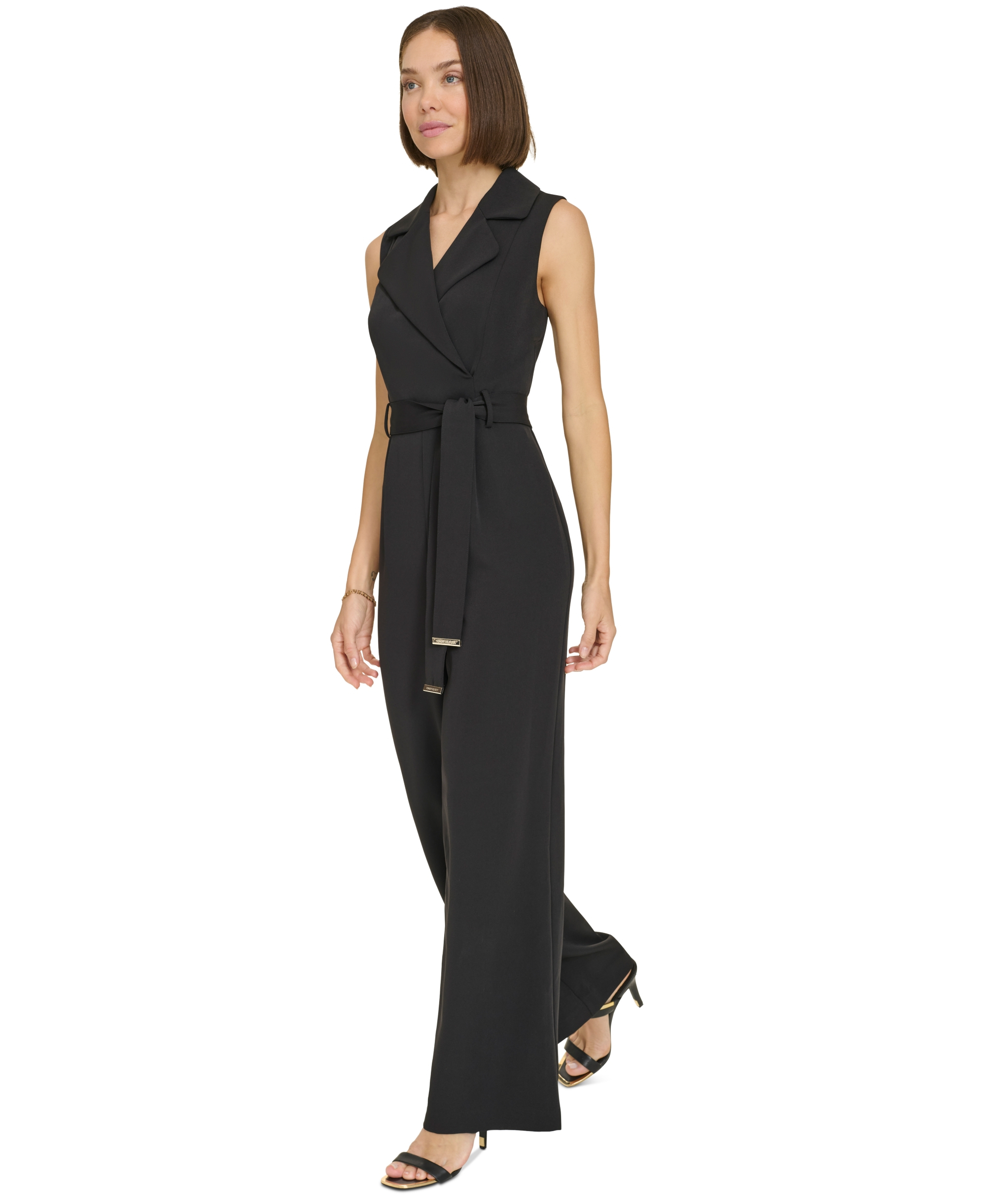 Tommy Hilfiger Women's Sleeveless Belted Jumpsuit - Black