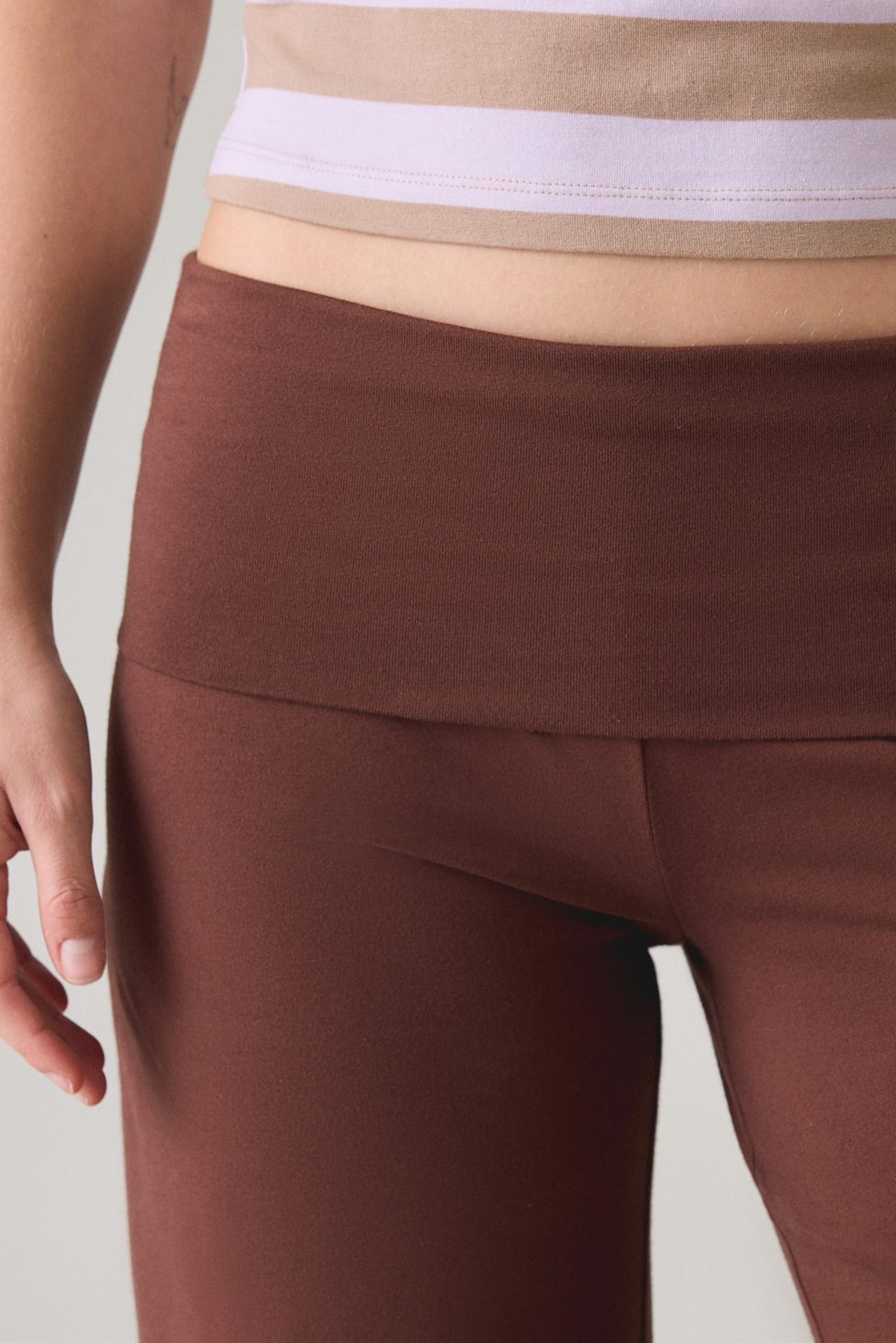 Out From Under Bec Foldover Wide Leg Pants - Chocolate