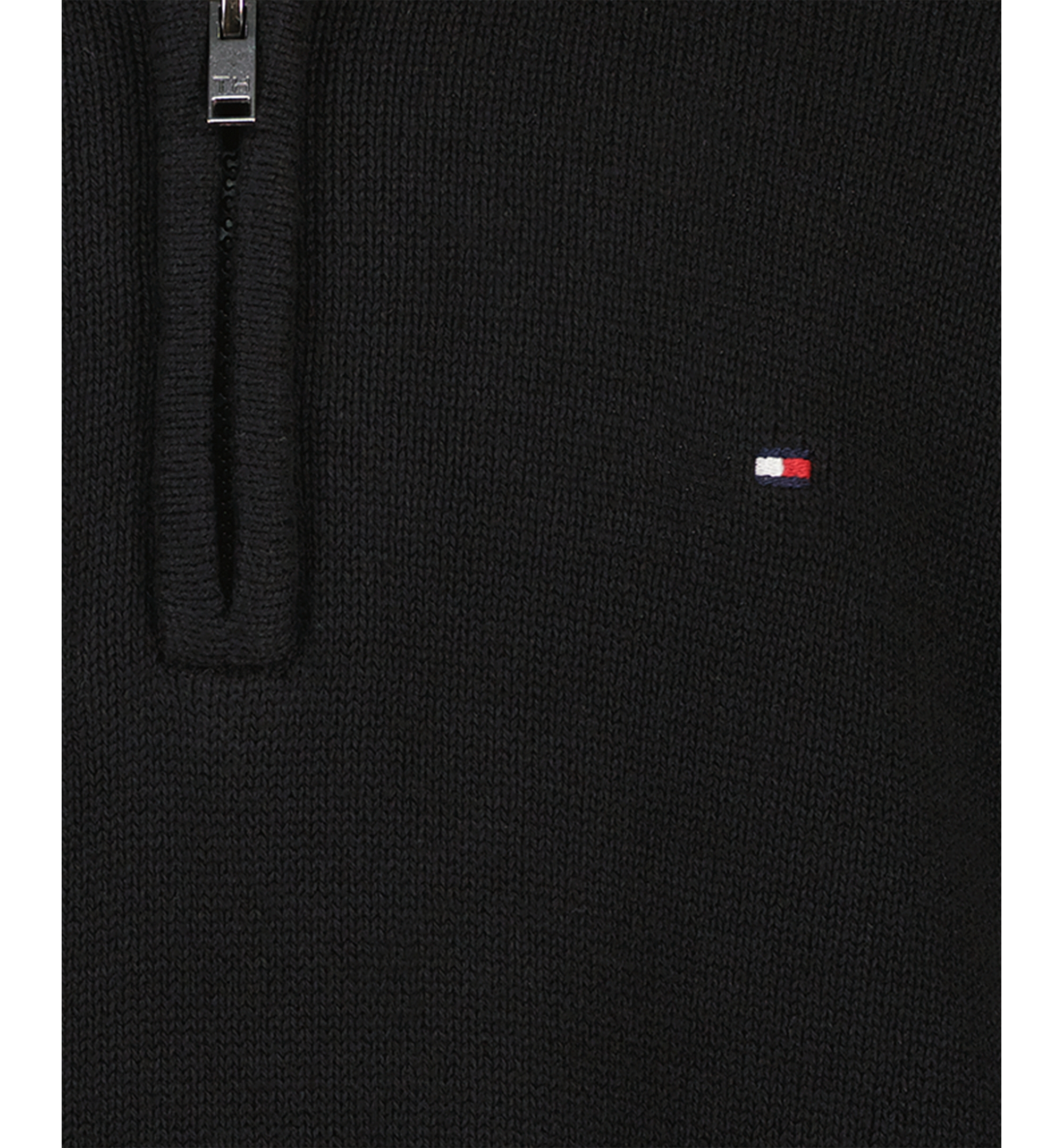 Tommy Hilfiger Boys' 8-20 Zipneck Cotton Quarter-Zip Sweater - Black