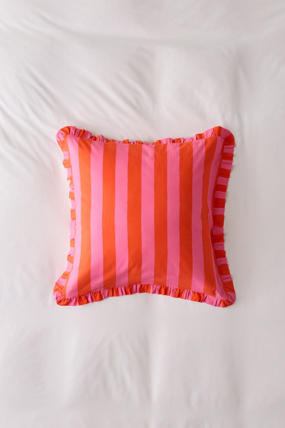 Striped Ruffle Euro Sham - Pink