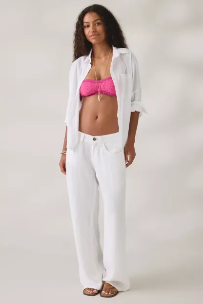 Out From Under Veronica Lace Pinch-Front Bandeau Bralette - Fuschia Red