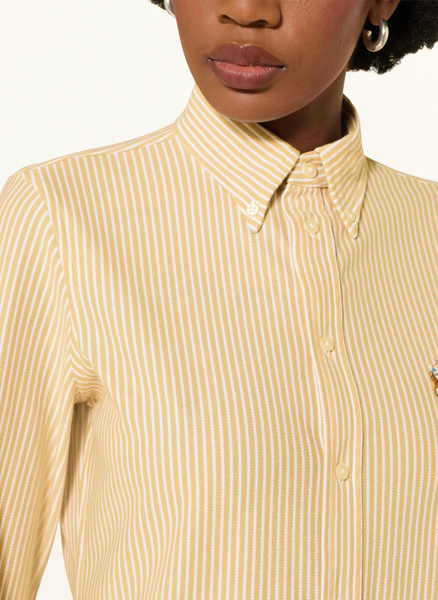 POLO RALPH LAUREN Hemdbluse aus Piqué – CAMEL / WEISS