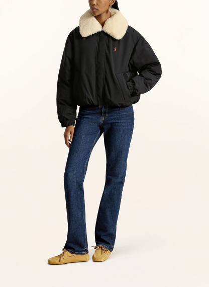 POLO RALPH LAUREN Daunenblouson mit abnehmbarem Kunstfell – SCHWARZ / CREME