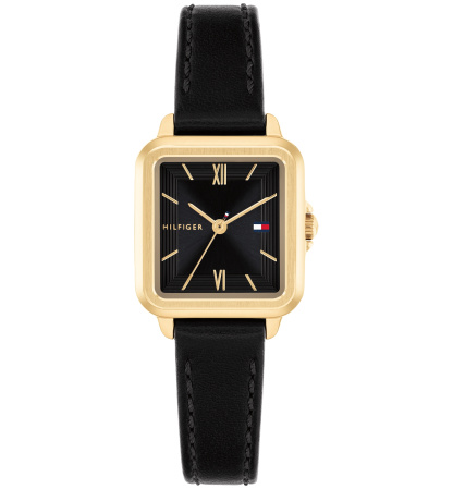 Tommy Hilfiger Women's Quartz Black Leather Strap Watch, 22.5mm - Black