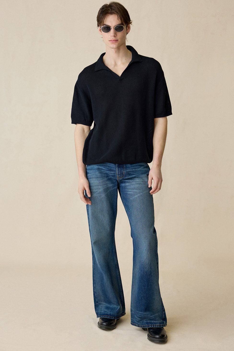 UO Skylor Popover Polo Collar Sweater - Black
