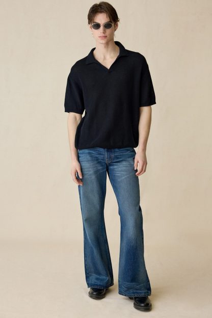 UO Skylor Popover Polo Collar Sweater - Black