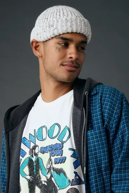 Marled Wool-Blend Short Roll Ribbed Knit Beanie - Ivory