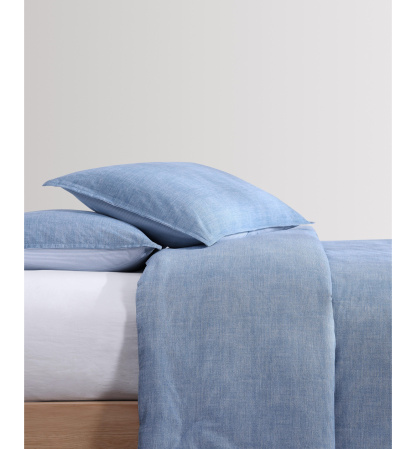 Tommy Hilfiger Classic Texture Cotton Duvet Cover Set - Stonewash Blue