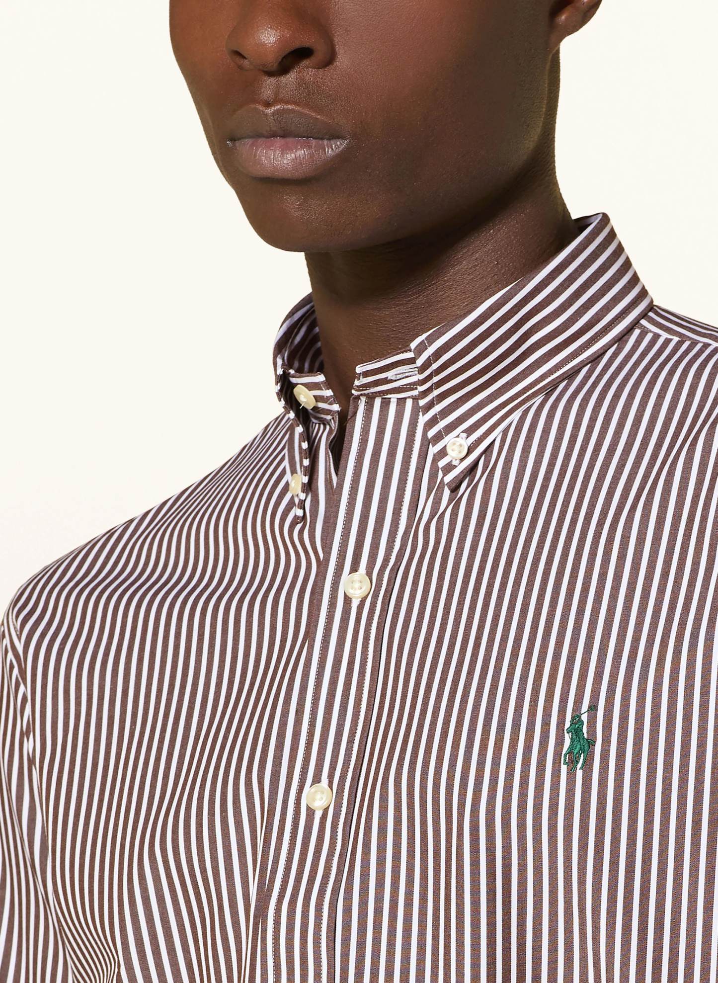 POLO RALPH LAUREN Hemd Custom Fit – BRAUN / WEISS