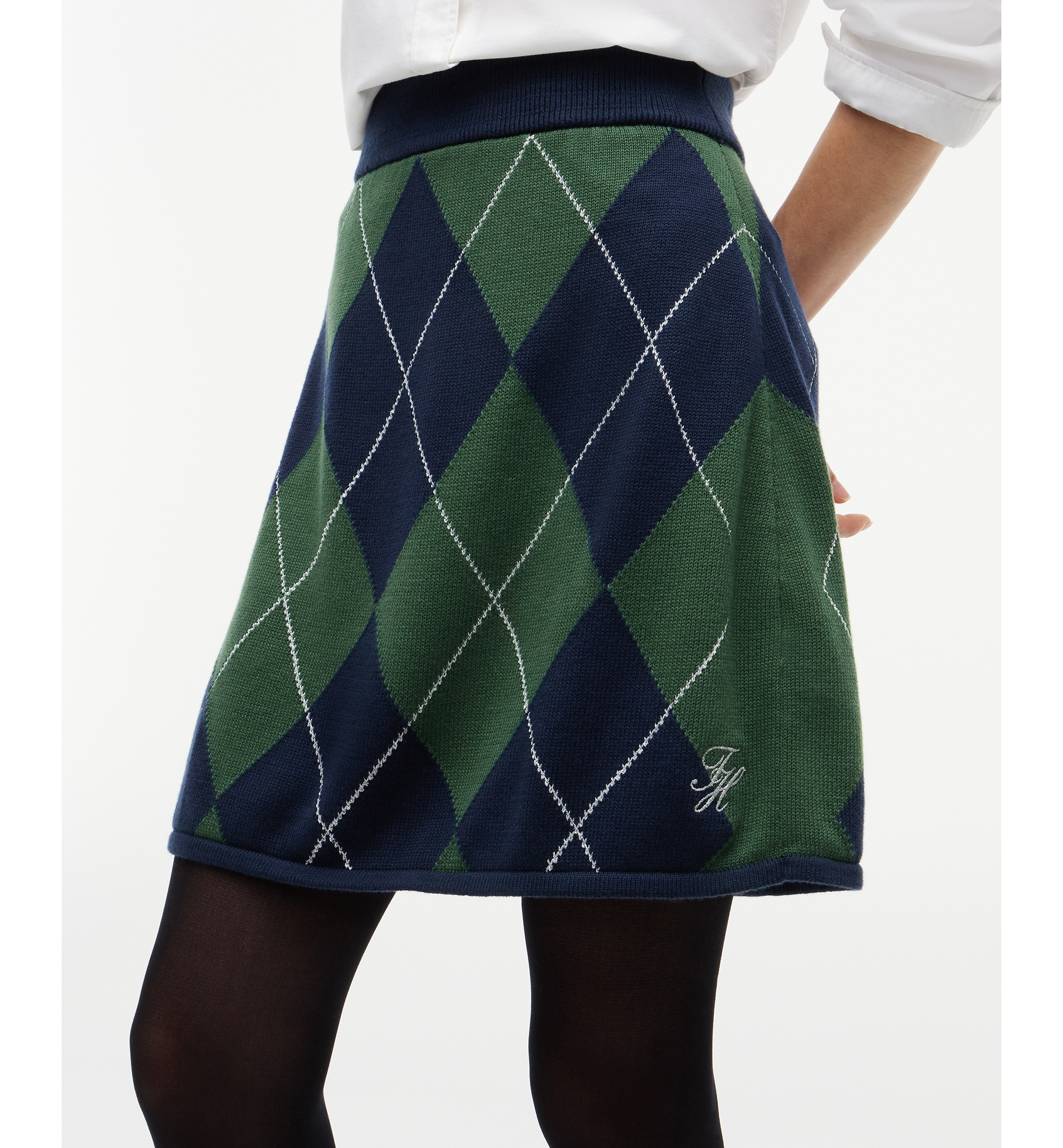 Tommy Hilfiger Women's Tartan Argyle A-Line Skirt - Argyle Deep Evergreen Dark Blue