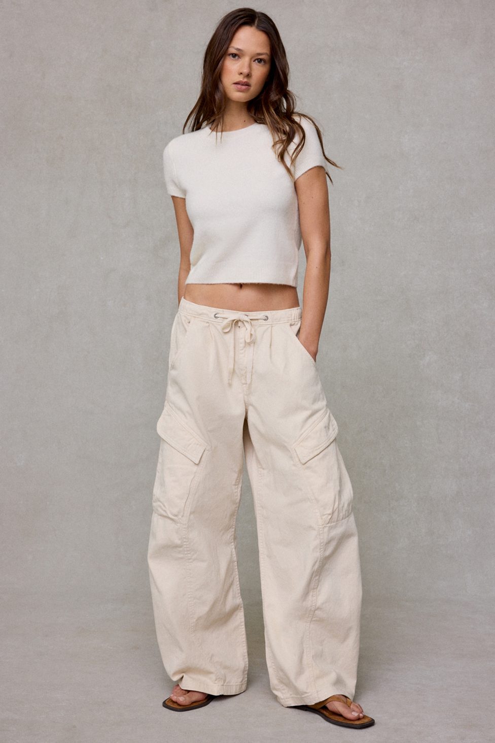 BDG So Soft Short Sleeve Sweater - Ivory