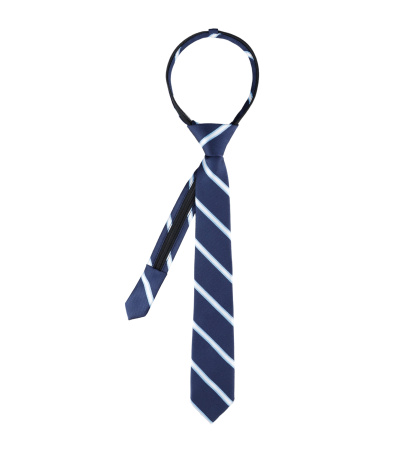 Tommy Hilfiger Boys Striped Pre-Tied Zipper Tie - Navy Blue