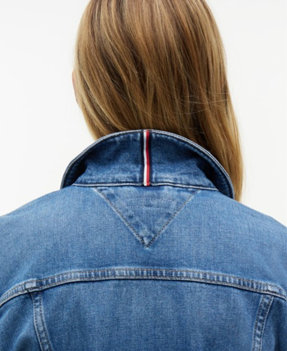 Tommy Hilfiger Women's Slim-Fit Collared Denim Jacket - Nos Mid Blue