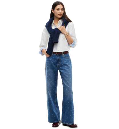 Tommy Hilfiger Women's American Icons High-Rise Wide-Leg Jeans, Macy's Exclusive - Medium Wash