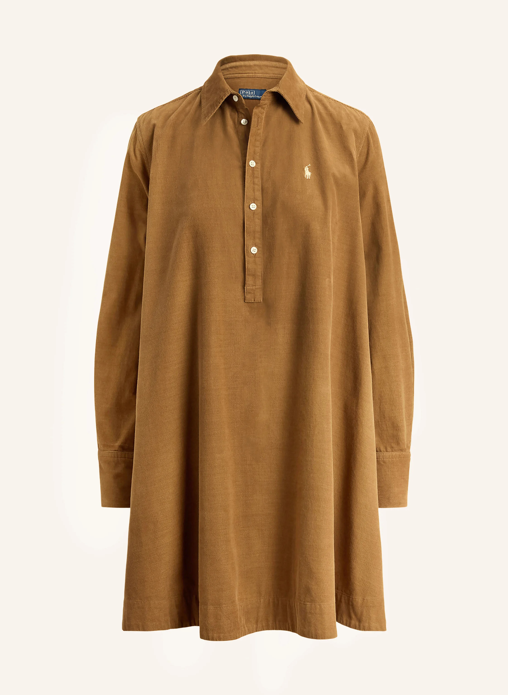 POLO RALPH LAUREN Hemdblusenkleid aus Cord – COGNAC
