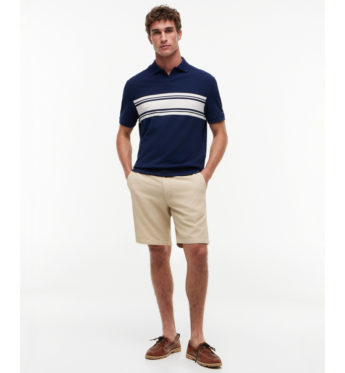 Tommy Hilfiger Men's Placed Breton Stripe Polo Shirt - Carbon Navy