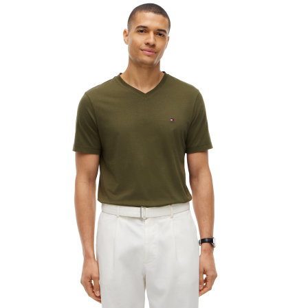 Tommy Hilfiger Men's Essential Cotton V-Neck Regular-Fit T-Shirt - Huntsman Green