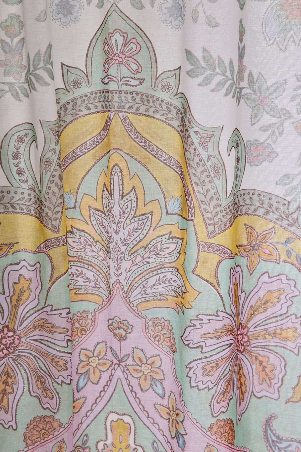 Saffron Floral Patterned Shower Curtain - Blue Multi
