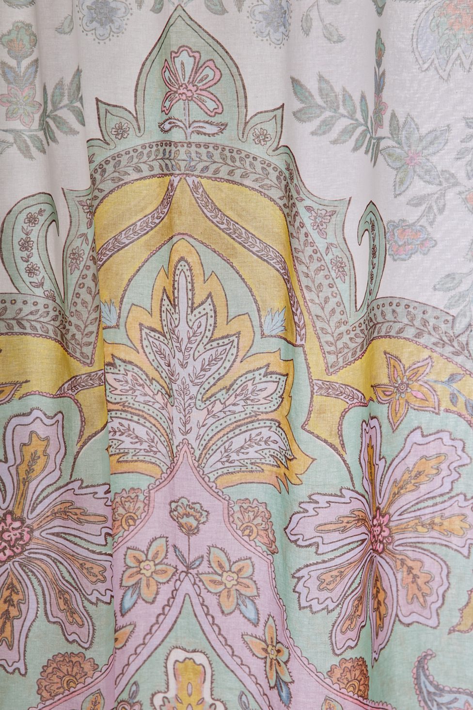 Saffron Floral Patterned Shower Curtain - Blue Multi