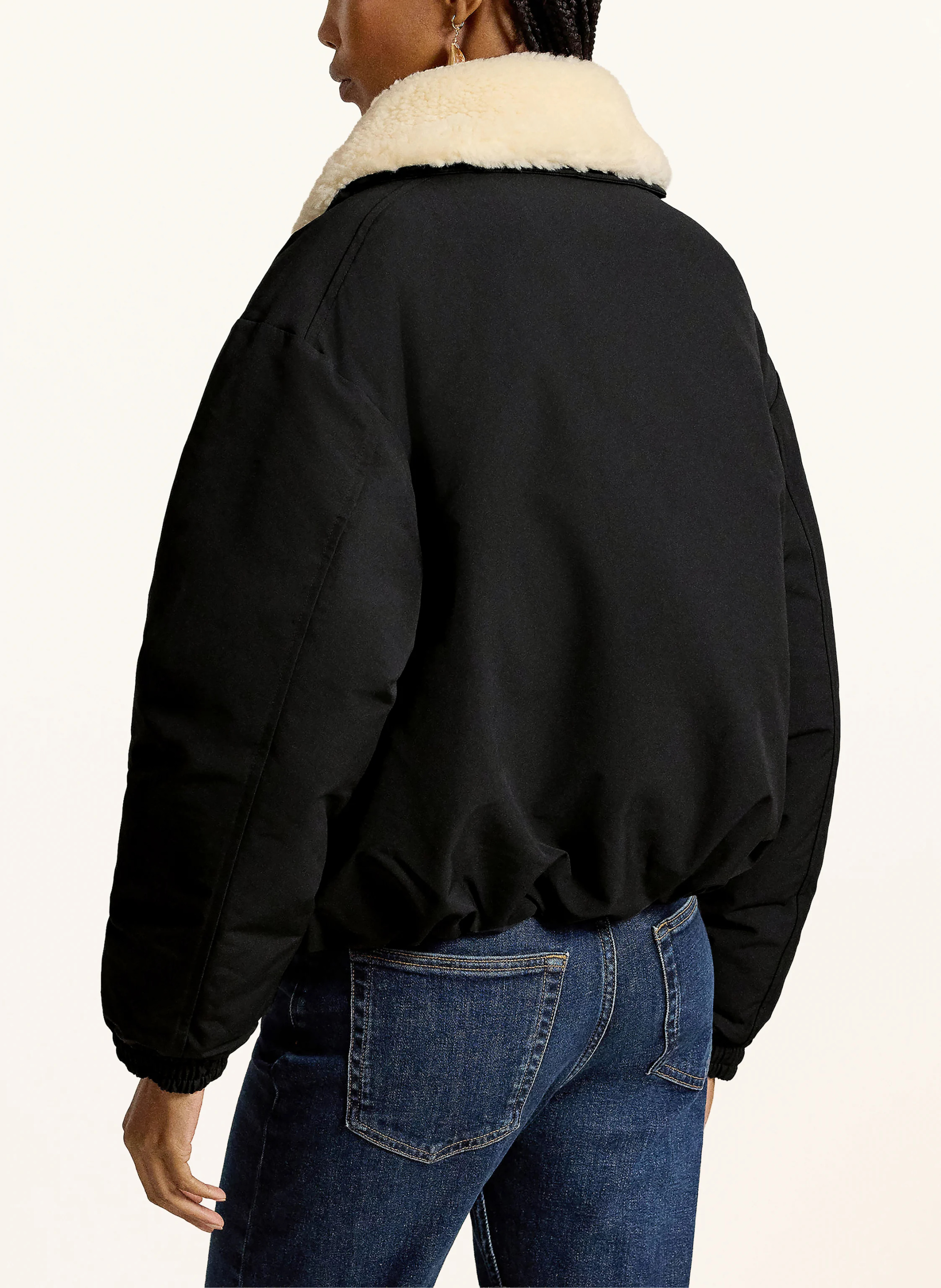 POLO RALPH LAUREN Daunenblouson mit abnehmbarem Kunstfell – SCHWARZ / CREME
