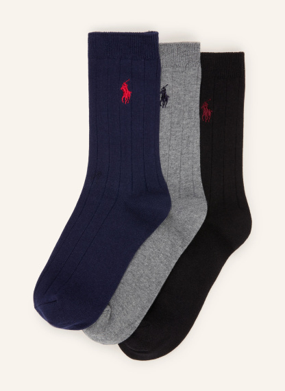POLO RALPH LAUREN 3er-Pack Socken – DUNKELBLAU / GRAU / SCHWARZ